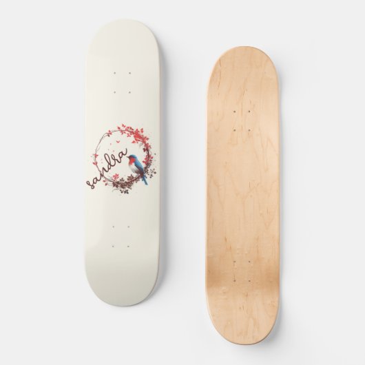 Skateboard Flore d'oiseaux de printemps (Recto)