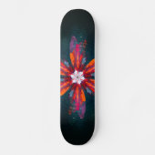 Skateboard Flore Mandala Flowers Orange Red Blue Abstract (Recto)