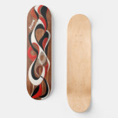 Skateboard Flowing abstract black, red, white on walnut (Recto)