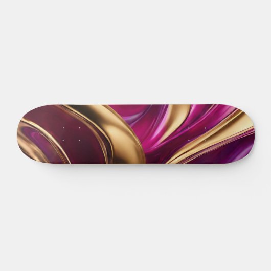 Skateboard Flux Abstrait Art-Fuchsia violet et or- (Horz)