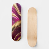 Skateboard Flux Abstrait Art-Fuchsia violet et or- (Recto)