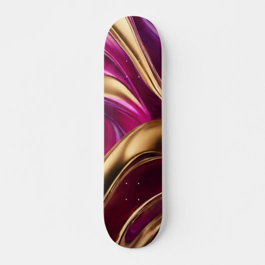 Skateboard Flux Abstrait Art-Fuchsia violet et or- (Devant)
