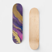 Skateboard Flux Abstrait bleu-bleu violet rose et or- (Recto)