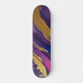 Skateboard Flux Abstrait bleu-bleu violet rose et or- (Devant)