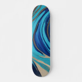 Skateboard Flux Abstrait moderne Art-Bleu et Or- (Devant)