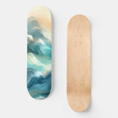 Skateboard Flux d'océan doré Vagues abstraites (Recto)