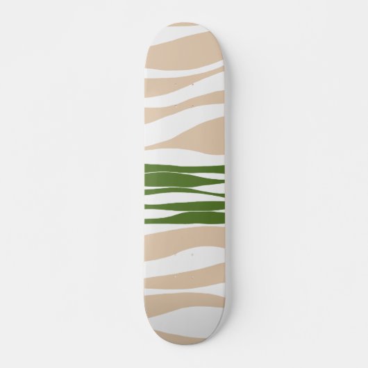 Skateboard Flux et reflux - Blanc, Sable et Vert Palmier (Devant)
