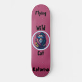Skateboard Flying Wild Cat Nom personnalisé Patineur unique (Recto)