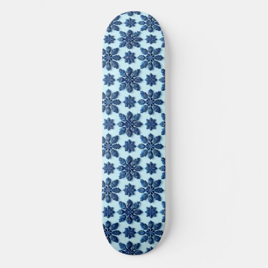 Skateboard Fond à motif flocon de neige bleu (Recto)