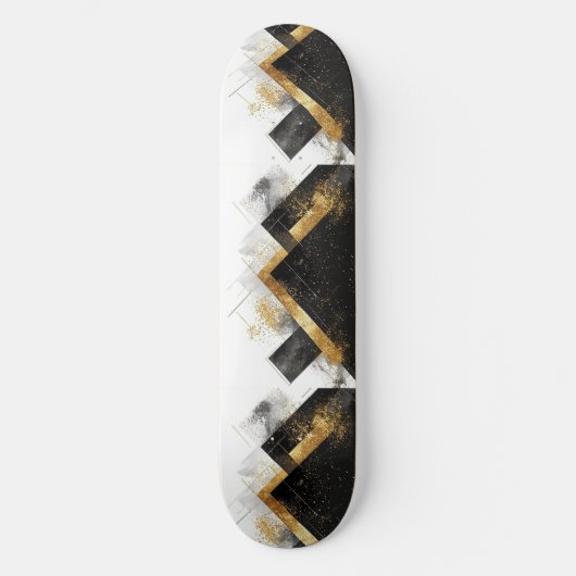 Skateboard Fond abstrait noir et or élégant (Recto)