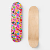 Skateboard Fond rose points de polka colorés (Recto)
