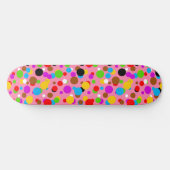 Skateboard Fond rose points de polka colorés (Horz)