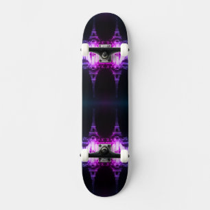 Skateboard Fontaine de la Tour Eiffel de nuit Vintage Paris S