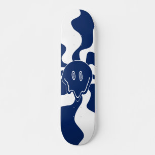 Skateboard Fonte de sourire en bleu et blanc