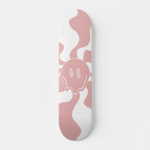 Skateboard Fonte de sourire en rose et blanc