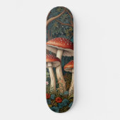 Skateboard Forêt de champignons rétro (Recto)