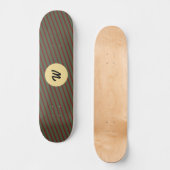 Skateboard Forêt verte et rayures bordeaux Monogramme (Recto)