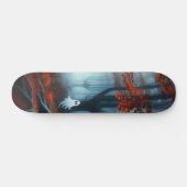 Skateboard Forêts éffrayantes d'automne avec un fantôme (Horz)