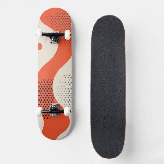 Skateboard Forme orange ondulée avec points noirs (Recto)