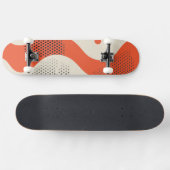 Skateboard Forme orange ondulée avec points noirs (Horz)