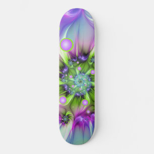 Skateboard Formes arrondies de spirale colorées Art fractal A