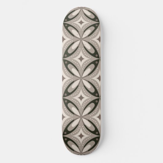 Skateboard Formes circulaires rétro beige et marron (Recto)