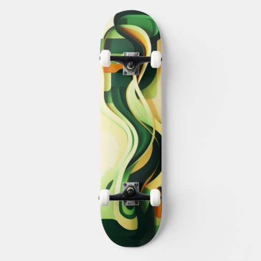 Skateboard Formes de courbure noire, verte et jaune Skateboar (Recto)