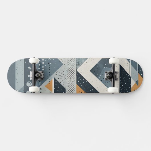 Skateboard Formes géométriques complexes en gris (Horz)