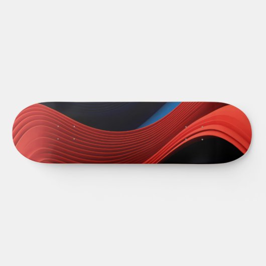 Skateboard Formes linéaires ondulées en rouge et bleu (Horz)