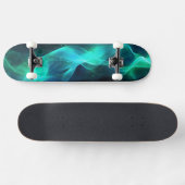 Skateboard Formes lumineuses en bleu-vert et noir (Horz)
