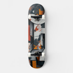 Skateboard Fragments de lettres en orange et gris #1