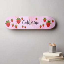 Skateboard Fraises sur Pink Personal