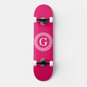 Skateboard Framboise Wht Grille Grecque Cadre De Rand Premier