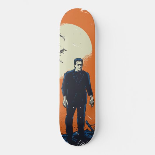 Skateboard Frankenstein sous la lune - orange (Recto)