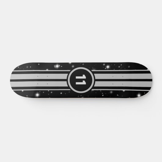 Skateboard Frappe de course noir et argent (Horz)