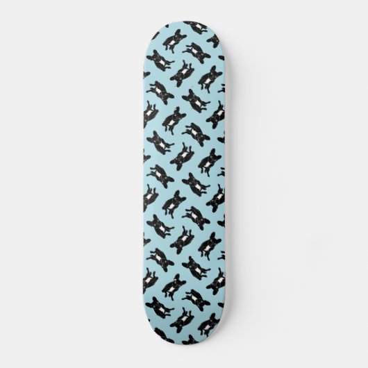 Skateboard Frenchie brindle mignon en art numérique noir et (Recto)