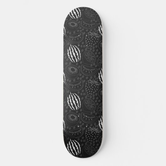 Skateboard Fruit sans couture motif noir et blanc Tropical (Recto)