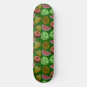 Skateboard Fruits tropicaux motifs et vert arrière - plan