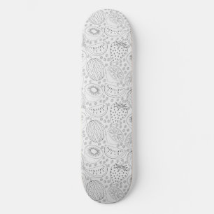 Skateboard Fruits tropicaux sans couture motif noir et blanc