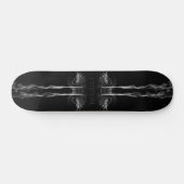 Skateboard Fumée de dragon noir avec nom ou monogramme (Horz)