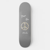 Skateboard Fun Girly Boho Floral Peace Sign Peace Love Name (Recto)