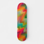 Skateboard Funky rouge orange jaune marbre vert (Devant)