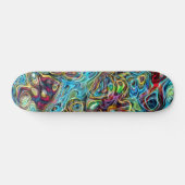 Skateboard Funky Rouge Turquoise Bleu foncé Marbre Jaune Art (Horz)