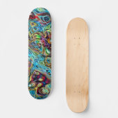 Skateboard Funky Rouge Turquoise Bleu foncé Marbre Jaune Art (Recto)