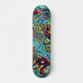 Skateboard Funky Rouge Turquoise Bleu foncé Marbre Jaune Art (Devant)