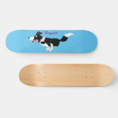 Skateboard Funny Border Collie chien en course dessin animé (Horz)