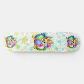 Skateboard Funny Bunny biting an Easter Egg (Horz)