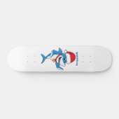 Skateboard Funny Christmas shark cartoon illustration (Horz)