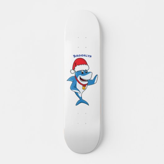 Skateboard Funny Christmas shark cartoon illustration (Devant)
