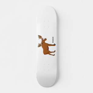 Skateboard Funny moose cartoon illustration